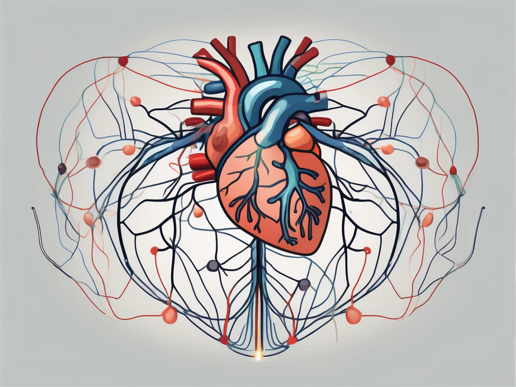 A heart intricately connected with other organs like the brain