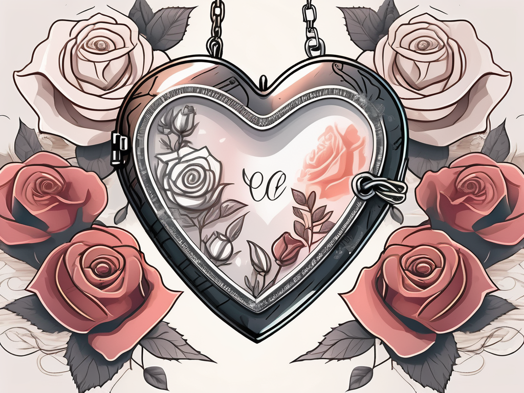 A heart-shaped locket with a photo frame inside