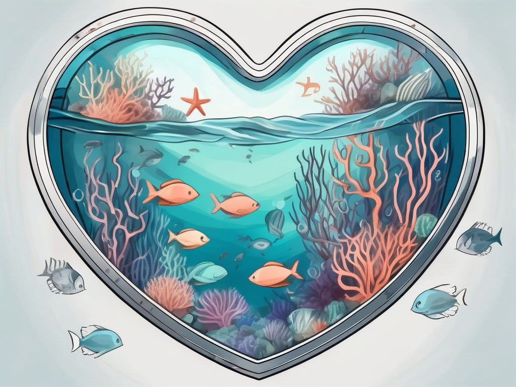 A heart-shaped locket submerged deep underwater