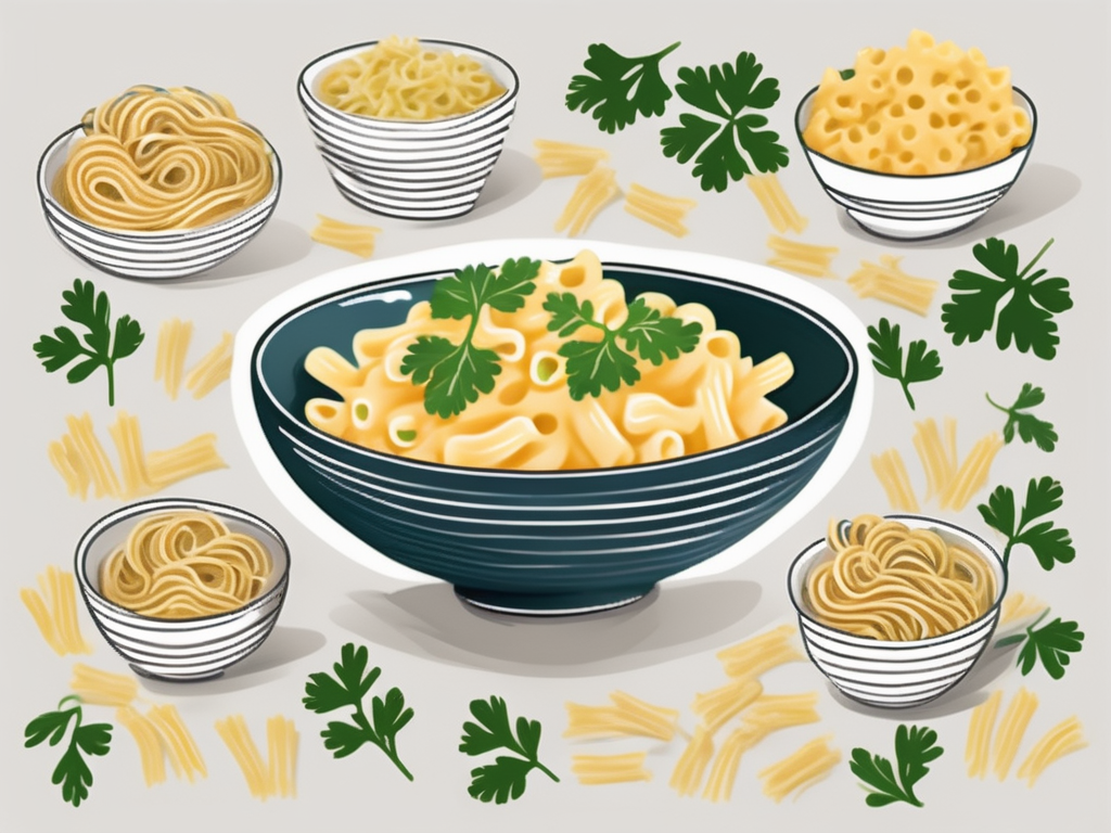 A heart-shaped bowl filled with creamy macaroni and cheese