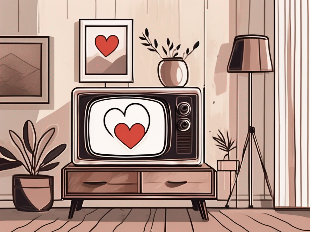 A vintage television set with a heart symbol on the screen