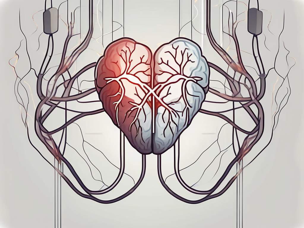 A human heart connected to the brain via a faintly glowing pathway