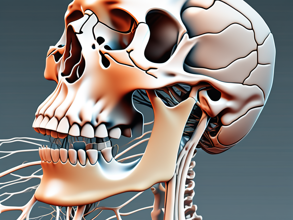 A detailed anatomical representation of the mandibular nerve within the jaw structure